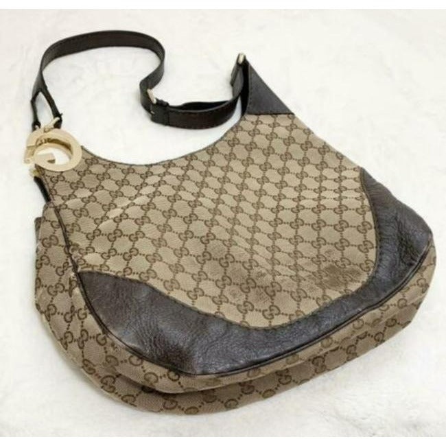 Gucci Shoulder Brown Guccissima Print Canvas And Leather Hobo Bag