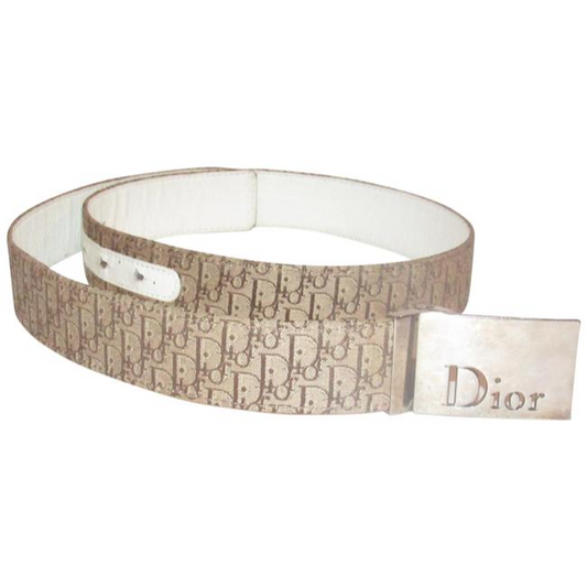 Diorrissimo print belt in brown with chrome Dior buckle