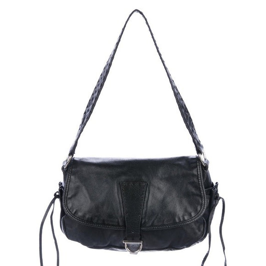SALE! Prada black Nappa leather saddle bag w chrome