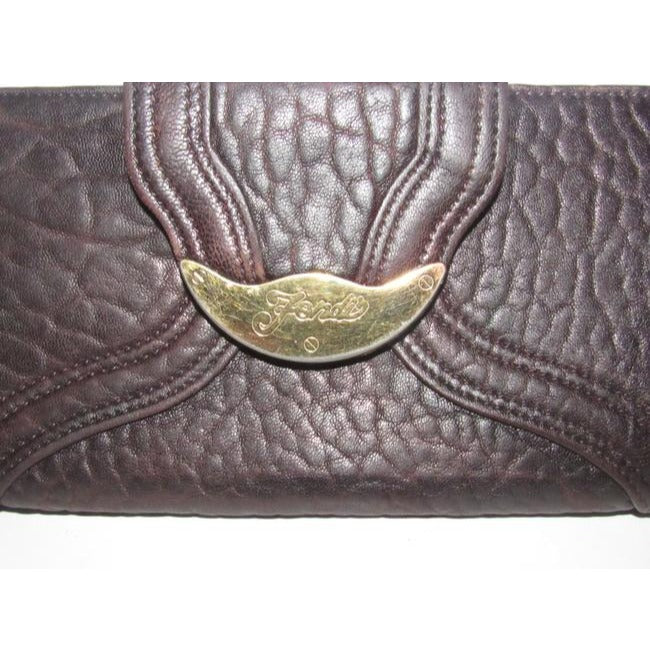 SALE! Fendi Brown Leather Gold Spy Line Xl Continental Wallet