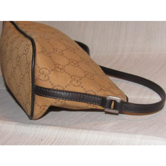 Gucci Pouchette Purses Burnt Orange And Brown Canvas Leather Hobo Bag