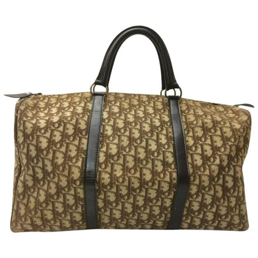 Dior Style Purse Trotter Logo Print Canvas In Shades Of Brown And Brown Leather Embroidered Satchel