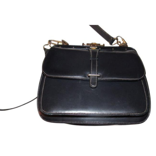 Gucci Vintage Navy Leather Shoulder Bag