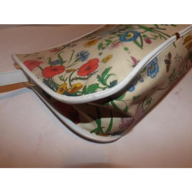 Gucci Garden Souvenir W Floral Print Gold Hardware Yellow Leather Hobo Bag