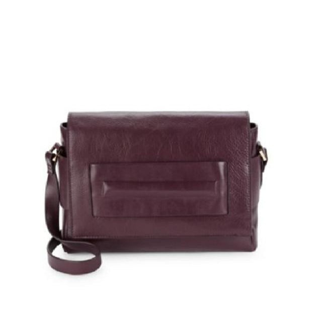 Halston Boysenberry Leather Two-Way Cross Body Bag