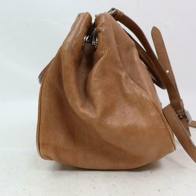 Prada Way Top Handle Light Coffee Brown Leather Satchel