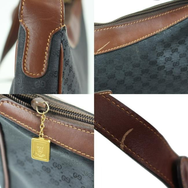 SALE! Gucci Black Micro Guccissima Print & Brown Leather XL Hobo Bag