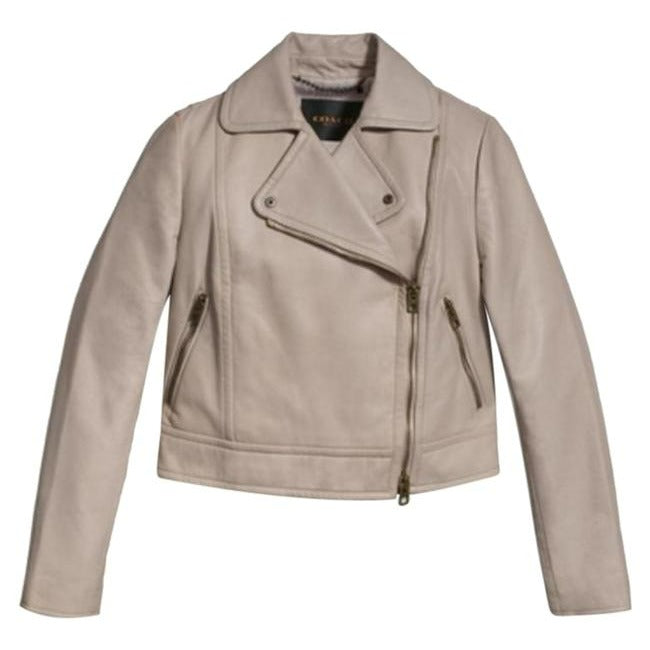 Coach Grey Birch Leather Chrome Jacket