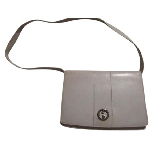 Gucci Mod White Leather Chrome Shoulder Bag