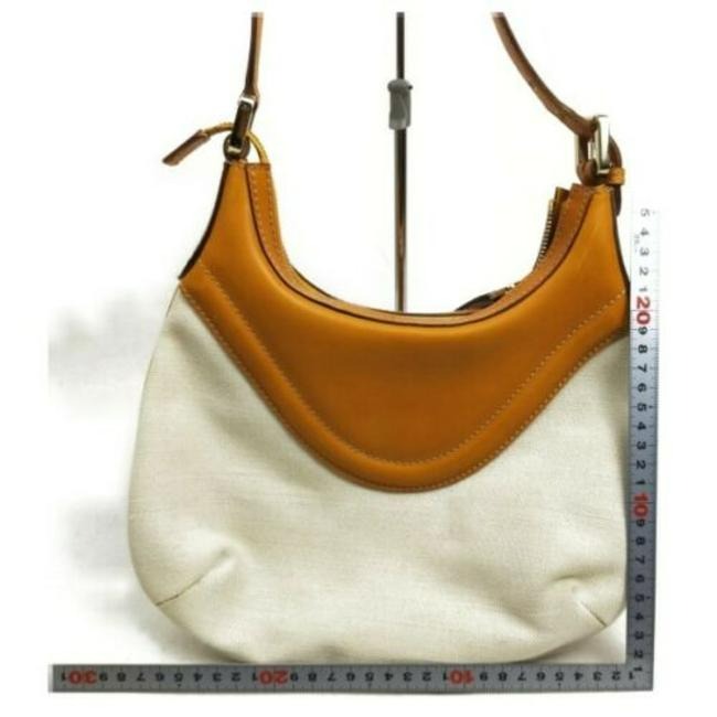 Gucci Hysteria Hobo And Handle Orange Leather White Canvas Shoulder Bag