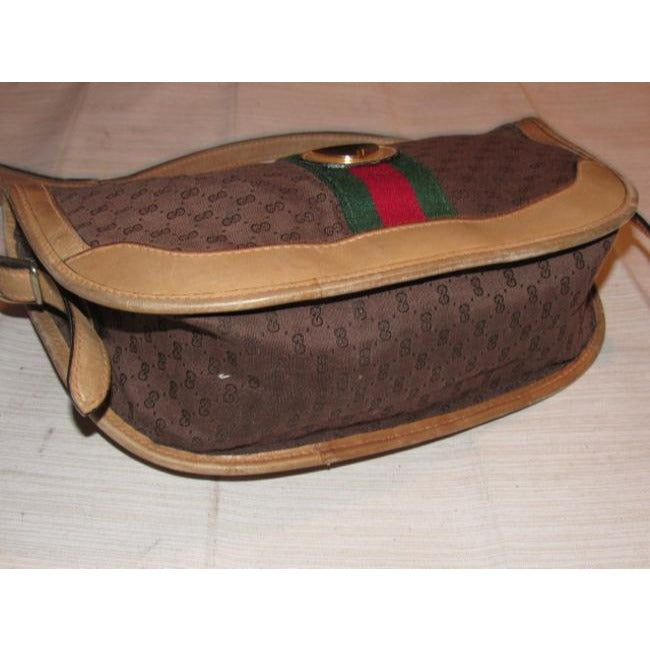 Gucci W Guccissima Canvas Leather Half Moon Shape Red Green Brown Micro G Bag