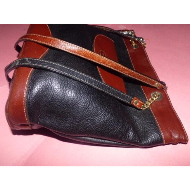 Bally Vintage Pursesdesigner Purses Black With Brown Leather Satchel