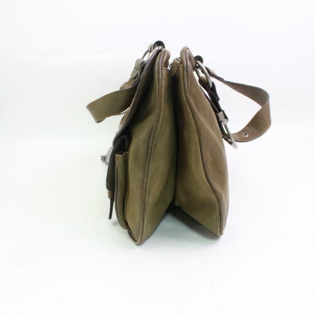 Amazing Dior Vintage, 'Gaucho' Satchel in Olive Leather with Copper Trim and Silver Hardware