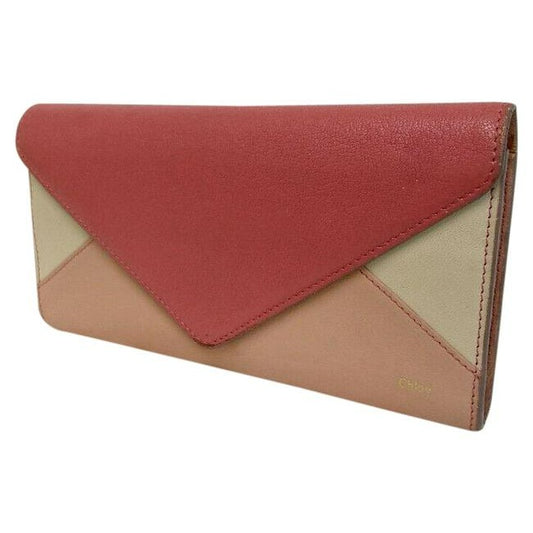 Chloe Salmon Pink Ivory Color Block Leather Wallet