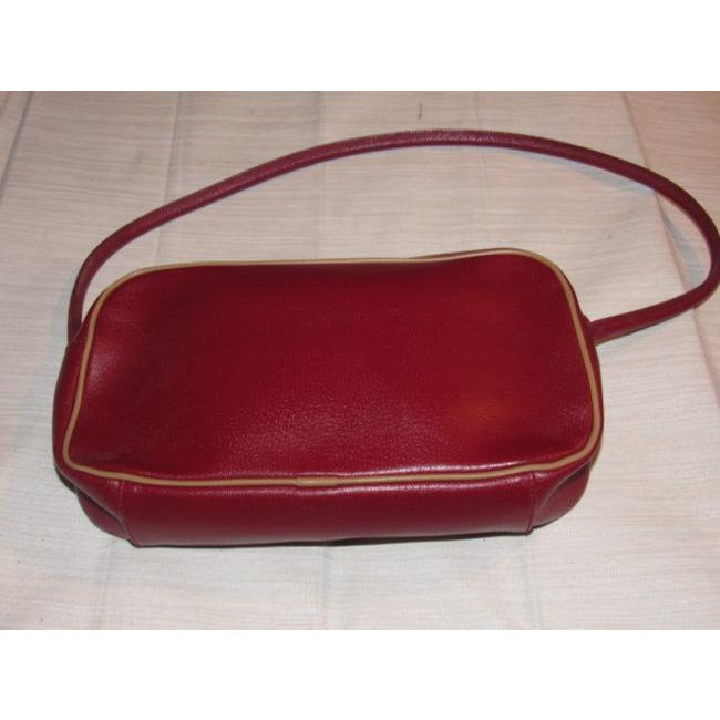 Furla Vintage Pursesdesigner Purses Dark Red Leather With Tan Leather Accents Shoulder Bag