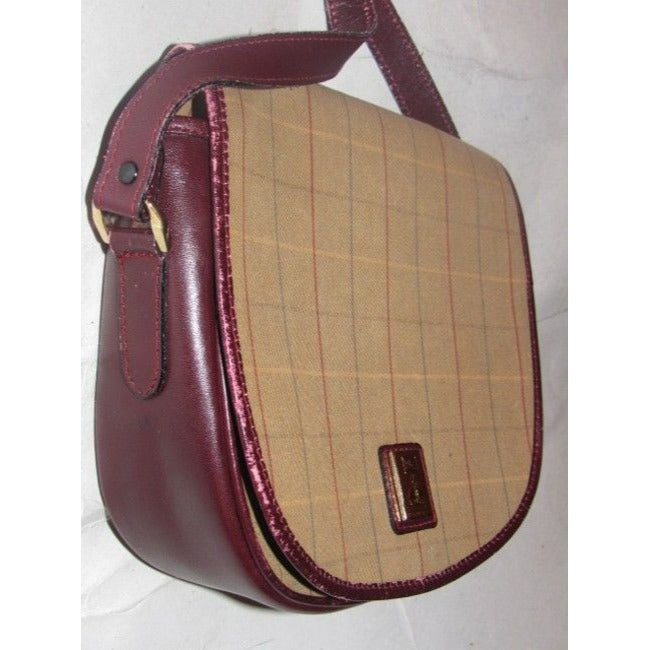 Burberry Vintage Pursesdesigner Purses Ox Bloodbrown Leather And Early Multi Color Plaid Fabric Shou