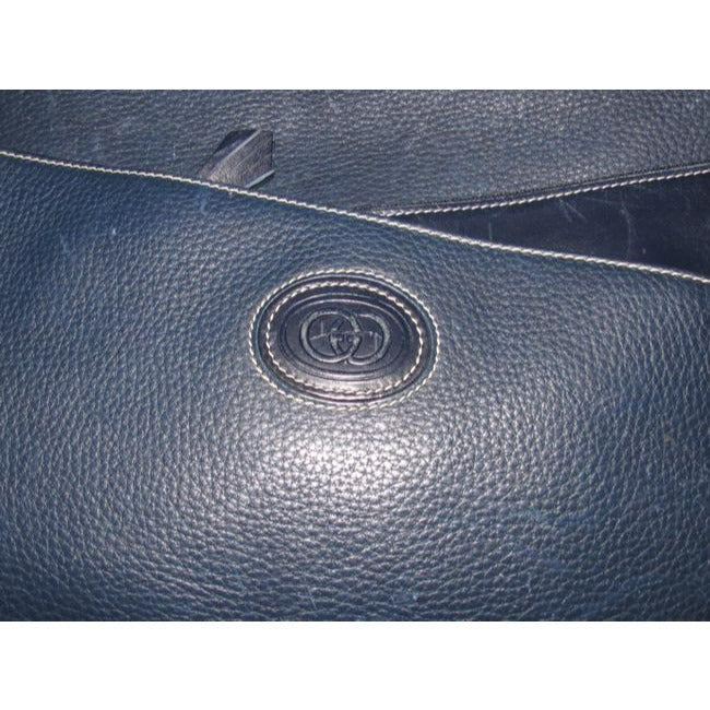 Gucci Vintage Shades Of Navy In Smooth And Textured Leather Cross Body Bag