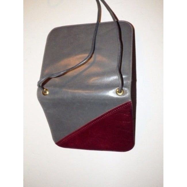 Bally Vintage Pursesdesigner Purses Grey And Burgundy Leather Shoulder Bag