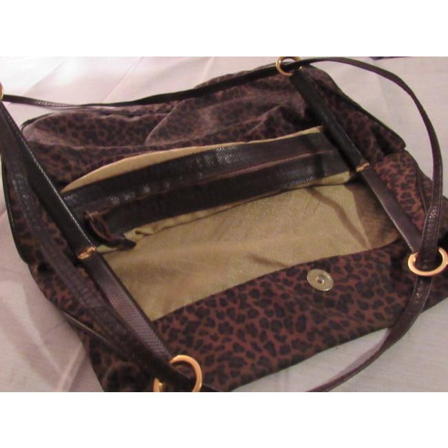 Bottega Veneta Leopard Print Silk & Leather Satchel