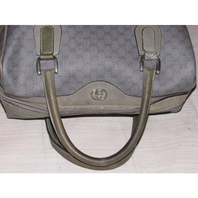 Gucci Vintage Pursesdesigner Purses Dark Grey Small G Logo Print On Lighter Grey Coated Canvas And G