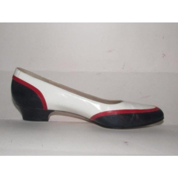 Ferragamo Red White and Blue Color Block Pumps