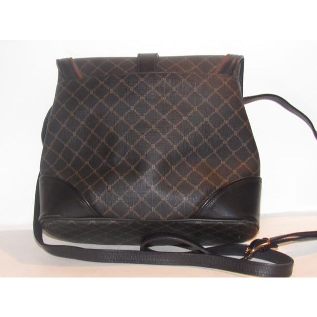 Bally Vintage Pursesdesigner Purses Brown And Black Logo Print Coated Canvas Leather Cross Body Bag
