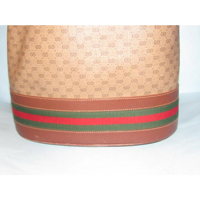 Gucci Vintage Small G Logo Print Coated Canvas And Leather With Red And Green