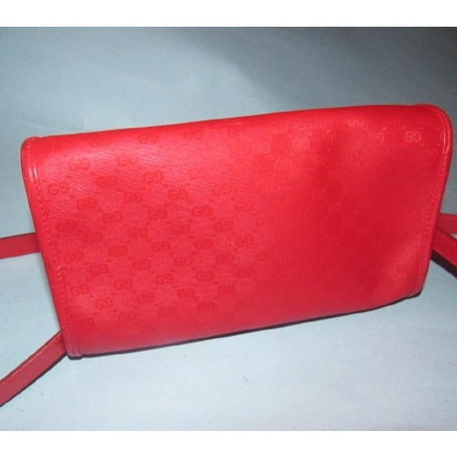 Gucci Vintage Red Small G Logo Print Coated Canvas And Leather