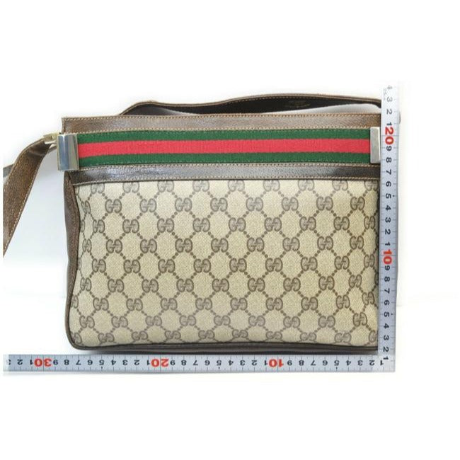 Gucci Supreme W Guccissima Print Coated Canvasleather Sherry Stripe Brown Gg Canvas Shoulder Bag