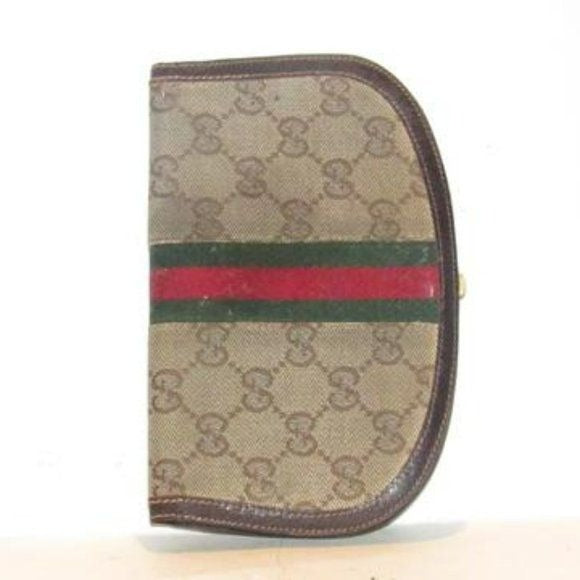 Rare Early Gucci Brown Large G Semi-circular