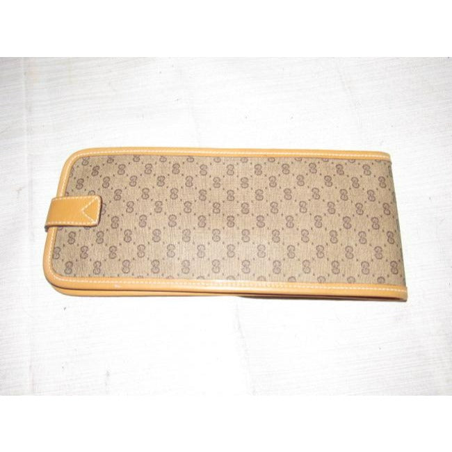 Gucci Brown Small G Logo Coated Canvas Leather Or Eyeglass Case Vintage Wallet