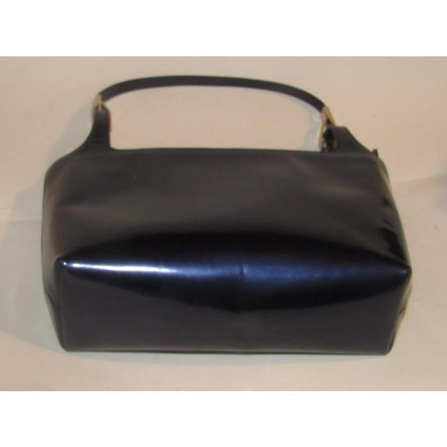 Gucci Vintage Navy Blue Glossy Patent Leather And Satchel