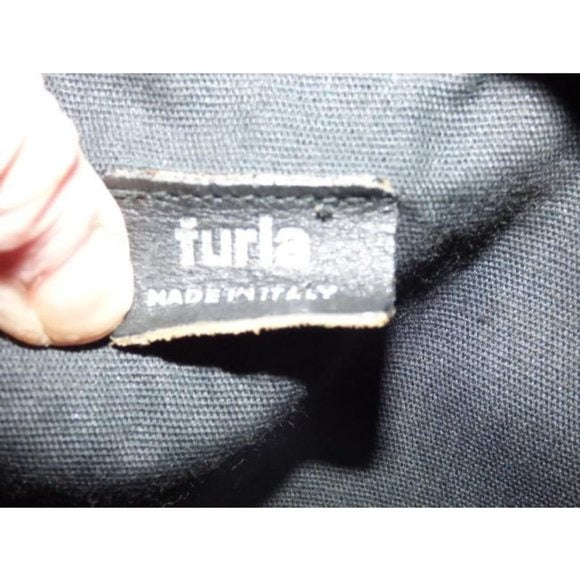 Vintage FURLA Teal Leather 2-Way Crossbody Bag with Embossed Floral Design