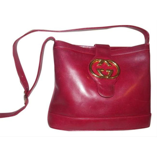 Gucci Vintage Pursesdesigner Purses Reddish Burgundy Leather Satchel