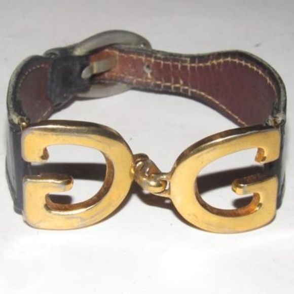 Vintage Gucci Gold, 'G' Logo Buckle Bracelet