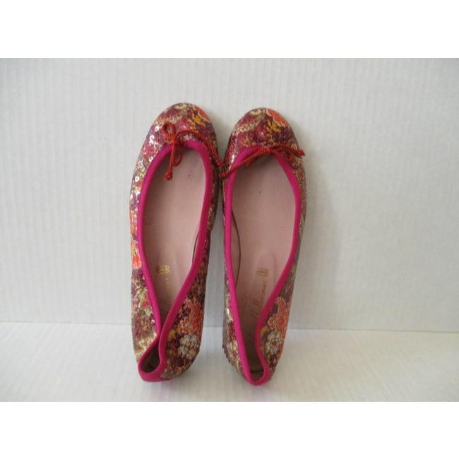 Magenta Orange Pretty Ballerinas Sequin Floral Design Made In Spain Flats Size Us