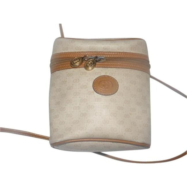 Gucci Camel On Ivory Micro G Print Cylindrical Cross Body Purse