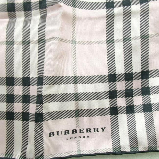 Burberry Pink Black Nova Check Plaid Print Silk Scarf