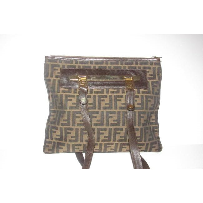 Fendi Vintage Pursesdesigner Purses Zucca Print In Shades Of Brown Coated Canvas And Leather Satchel