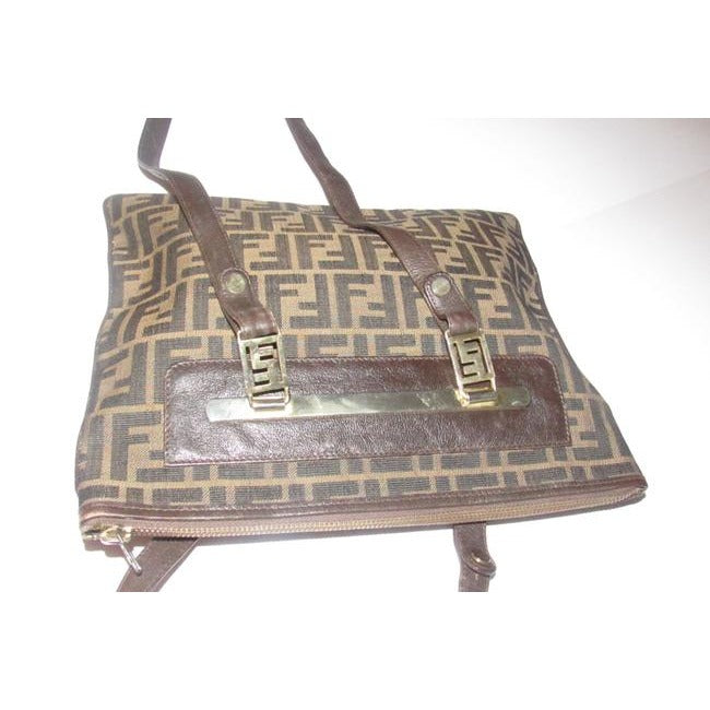 Fendi Vintage Pursesdesigner Purses Zucca Print In Shades Of Brown Coated Canvas And Leather Satchel