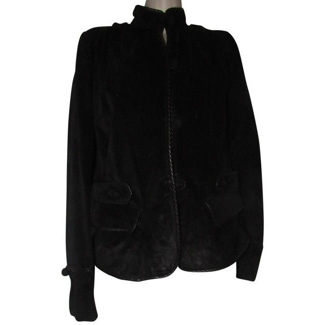 Saint Laurent Black Suede And Leather YSL Jacket