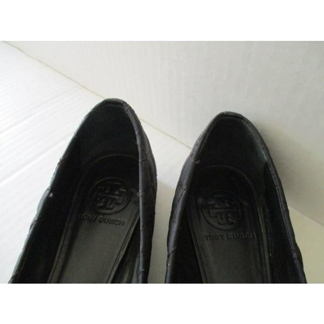 Tory Burch Black Gold Logo Quilted Ballet Flats Size Us