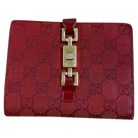 Gucci Red Guccissima Print Gold Jackie O Style Wallet