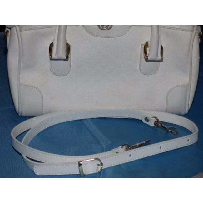 Gucci Vintage White Small G Logo Print Leather Coated Canvas Satchel