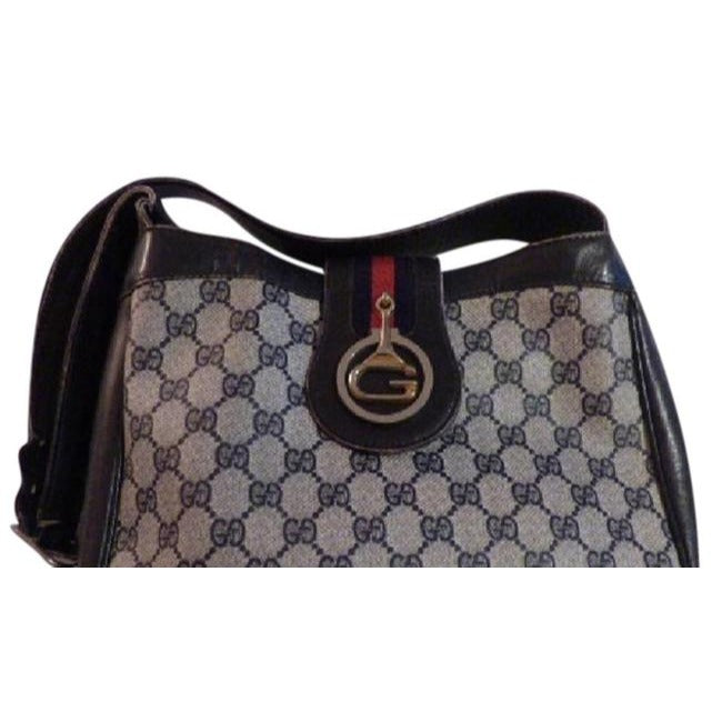 Gucci Ophidia Top Handle Bag Xl W Printleather Sherry Stripe And Gold G Navy Guccissimaredblue Leath