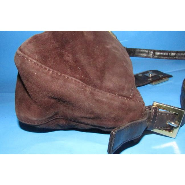 Fendi Shoulder Bag Multiple Hobo Compartment Style Brown Suedepurple Enamel Ff And Leather Satchel