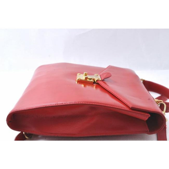 Fendi Red Leather Early Kelly Style 3 Way- Satchel Messenger Backpack