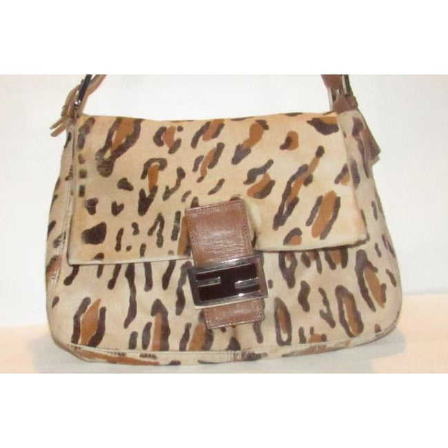 Fendi Mamma Zucco Purse Leopard Print On Pony Hair And Leather Shoulder Bag