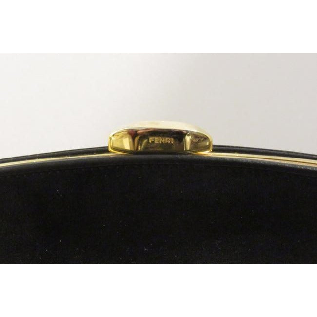 Fendi Shoulder Clutch Two Way Or Dark Navy Blue Suedegold Leather Cross Body Bag