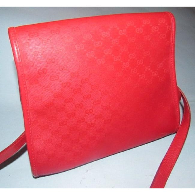 Gucci Vintage Red Small G Logo Print Coated Canvas And Leather